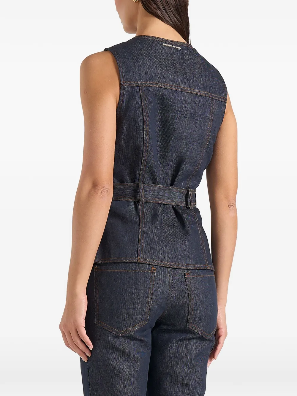 Manière De Voir Darcy denim gilet met ronde hals Blauw