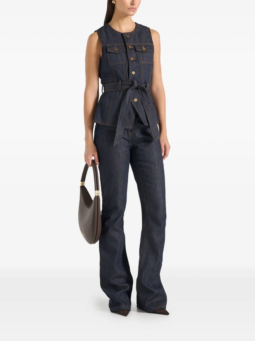 Manière De Voir Darcy denim gilet met ronde hals Blauw