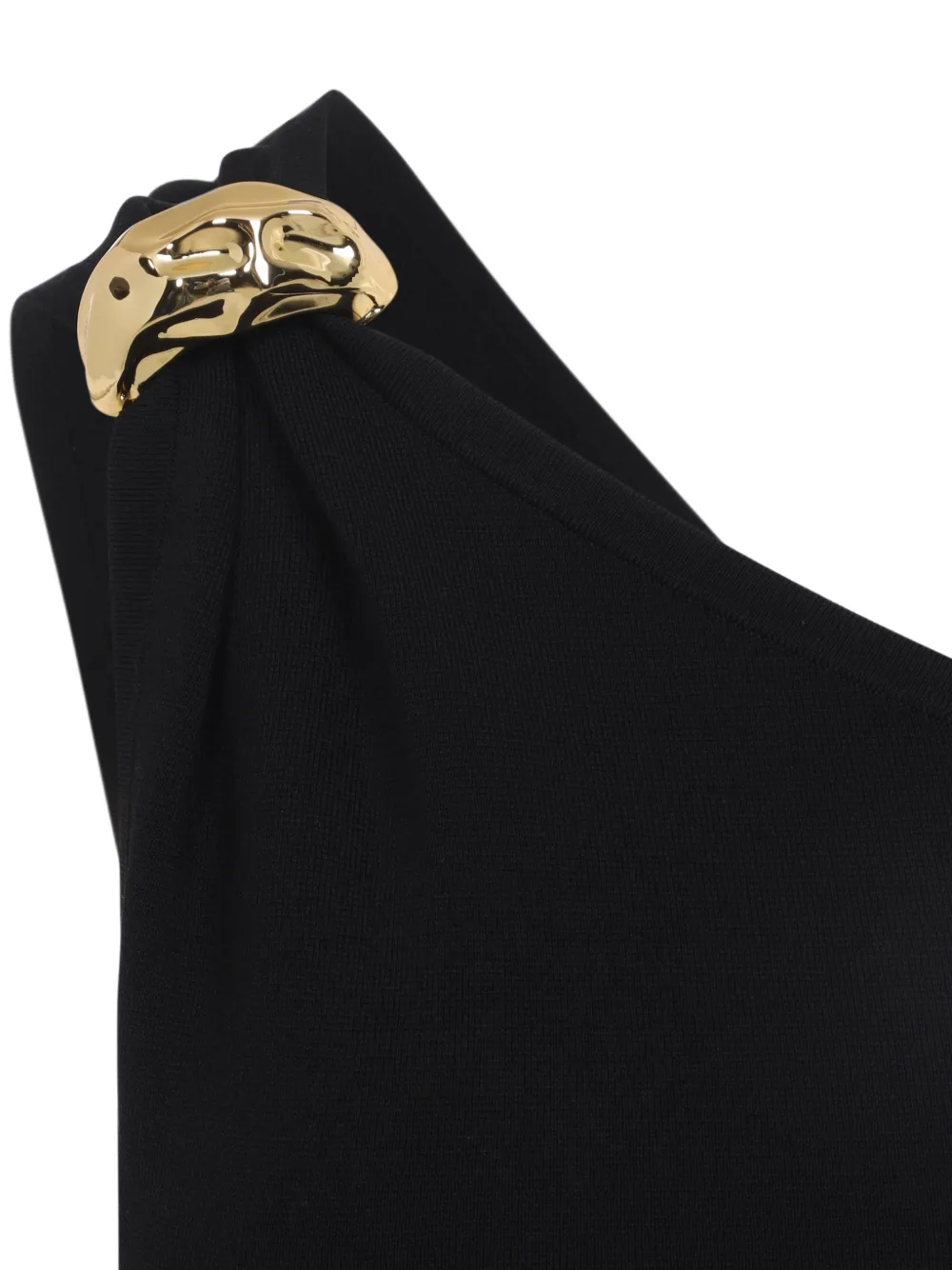 Elisabetta Franchi Asymmetrische maxi-jurk met split Zwart