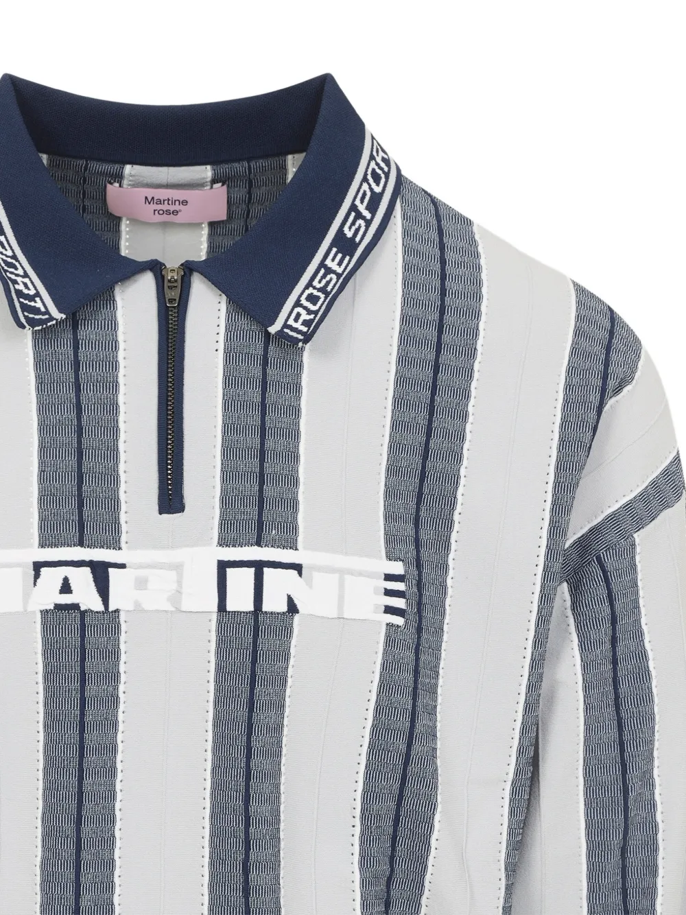 Martine Rose Striped Zip Polo Shirt | Blue | FARFETCH KW