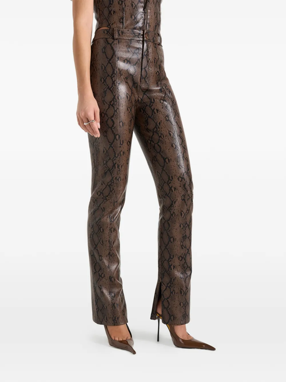 Manière De Voir Lucia straight broek met python-print Bruin