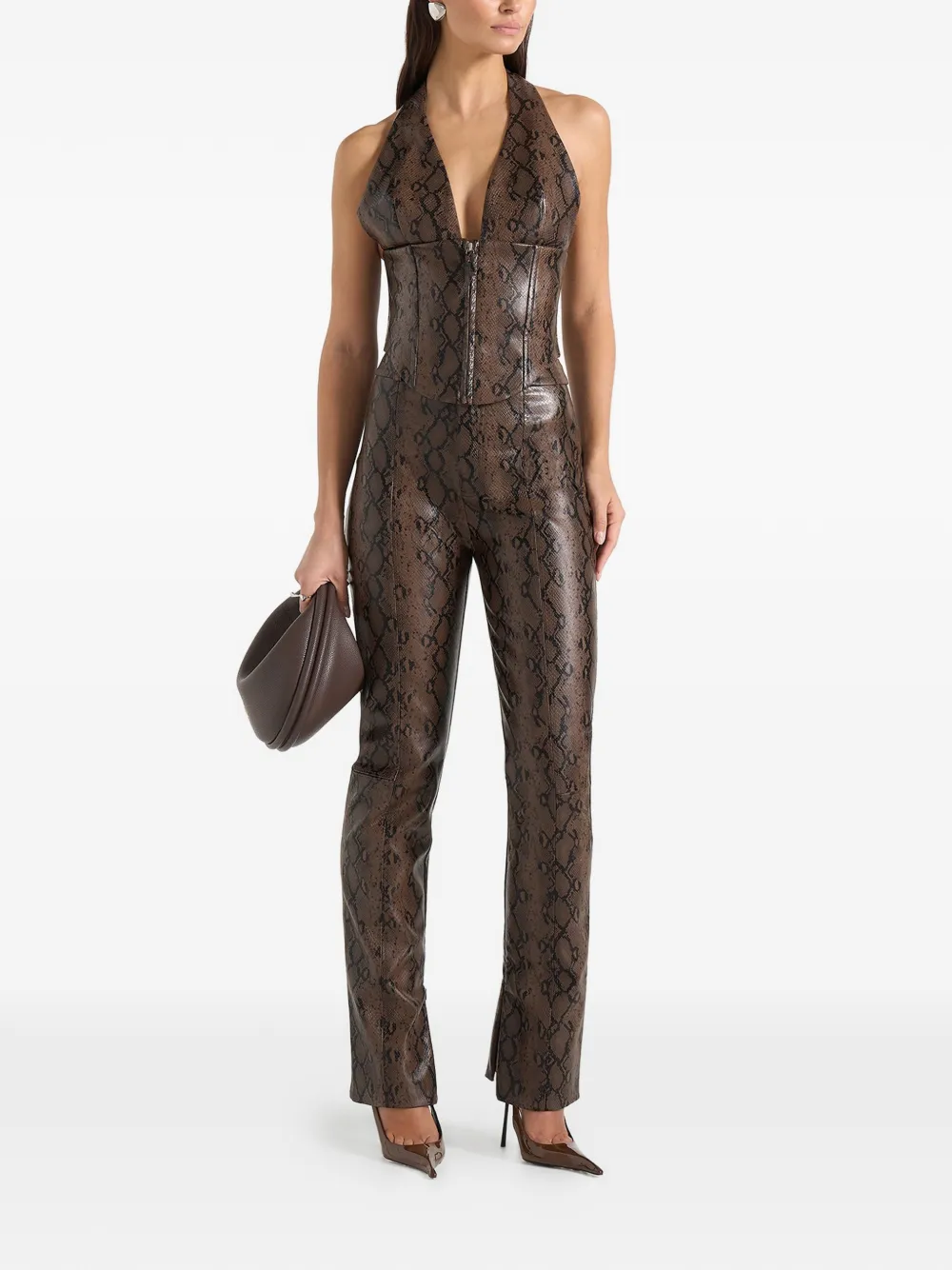 Manière De Voir Lucia straight broek met python-print Bruin