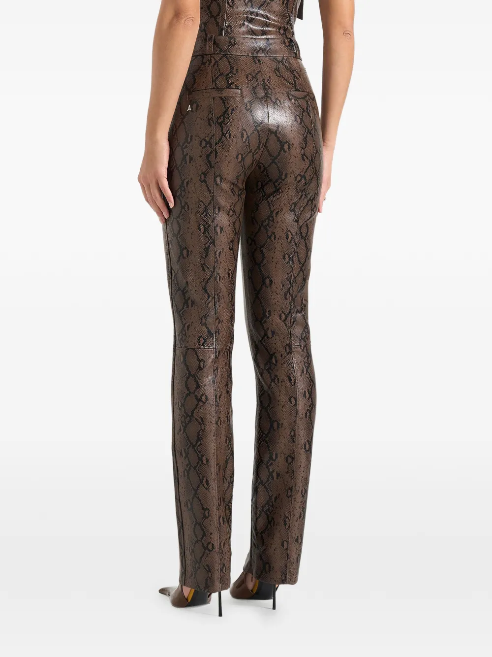 Manière De Voir Lucia straight broek met python-print Bruin