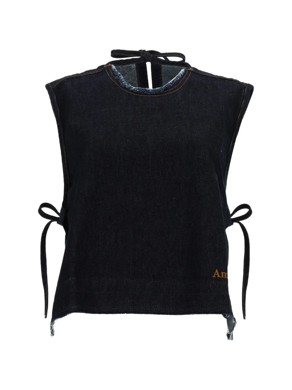 AMISH tie-neck top - Blu