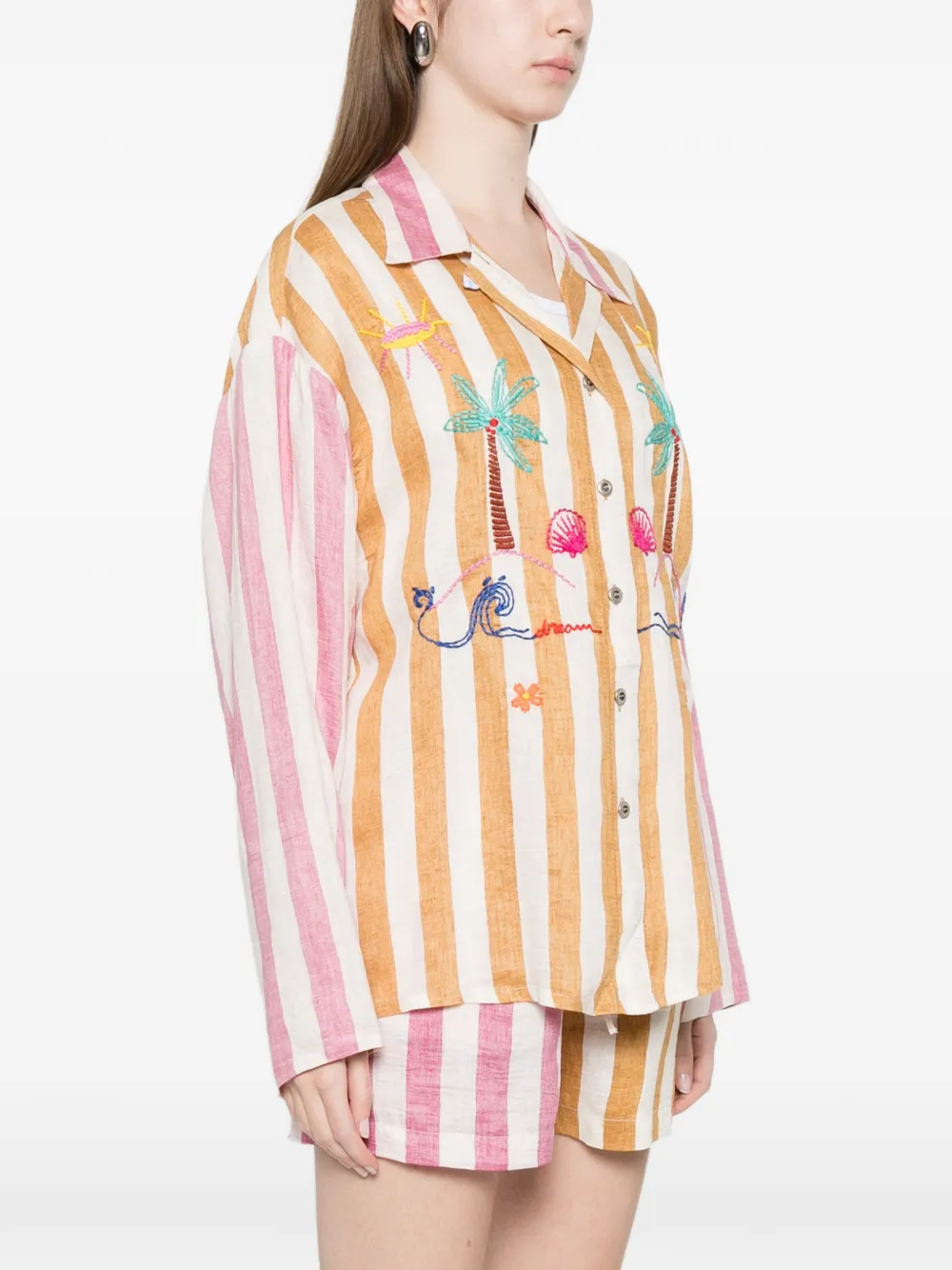  Susanna Blu Embroidered Striped Shirt - White 
