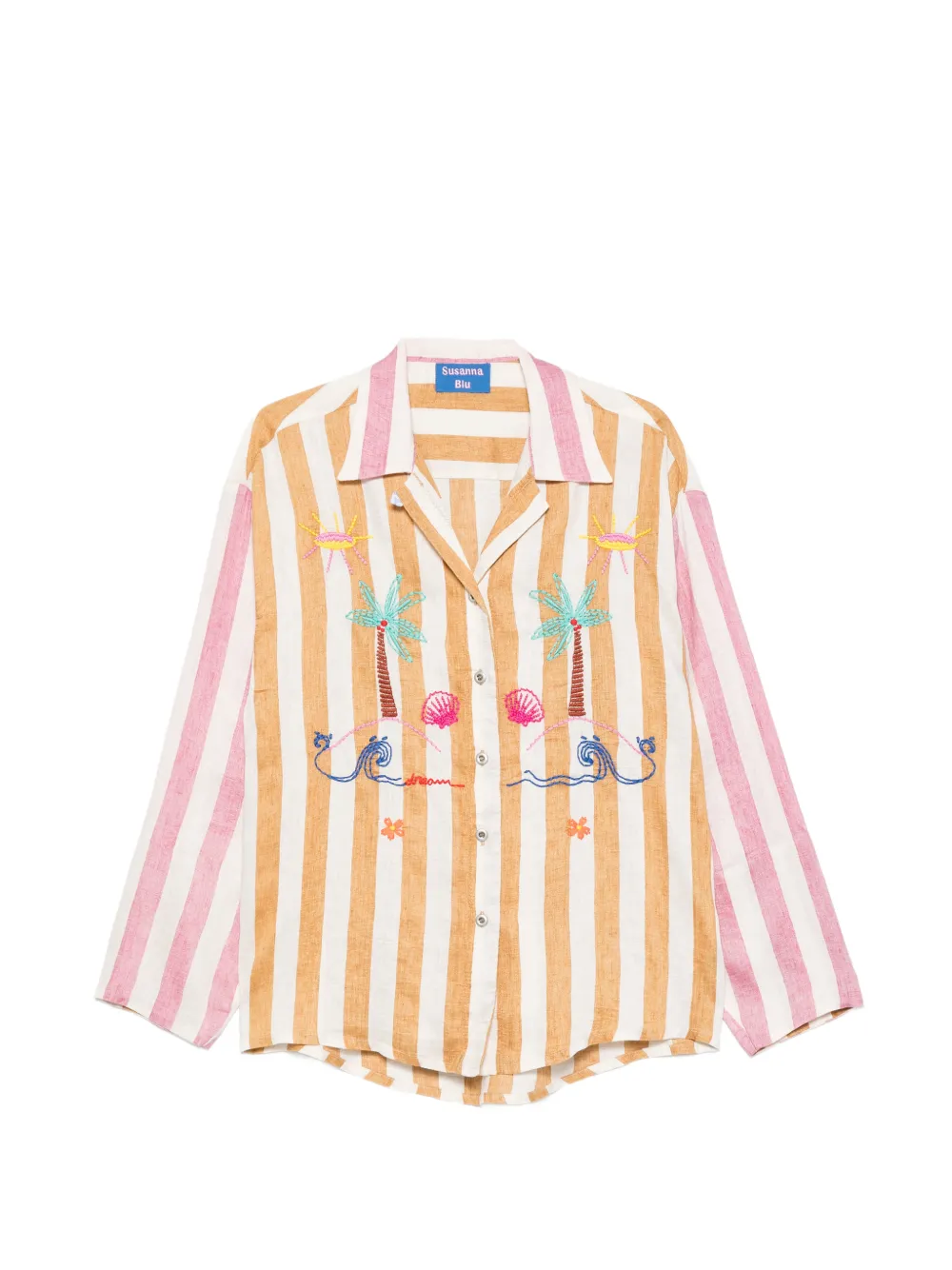 SUSANNA BLU embroidered striped shirt - Weiß