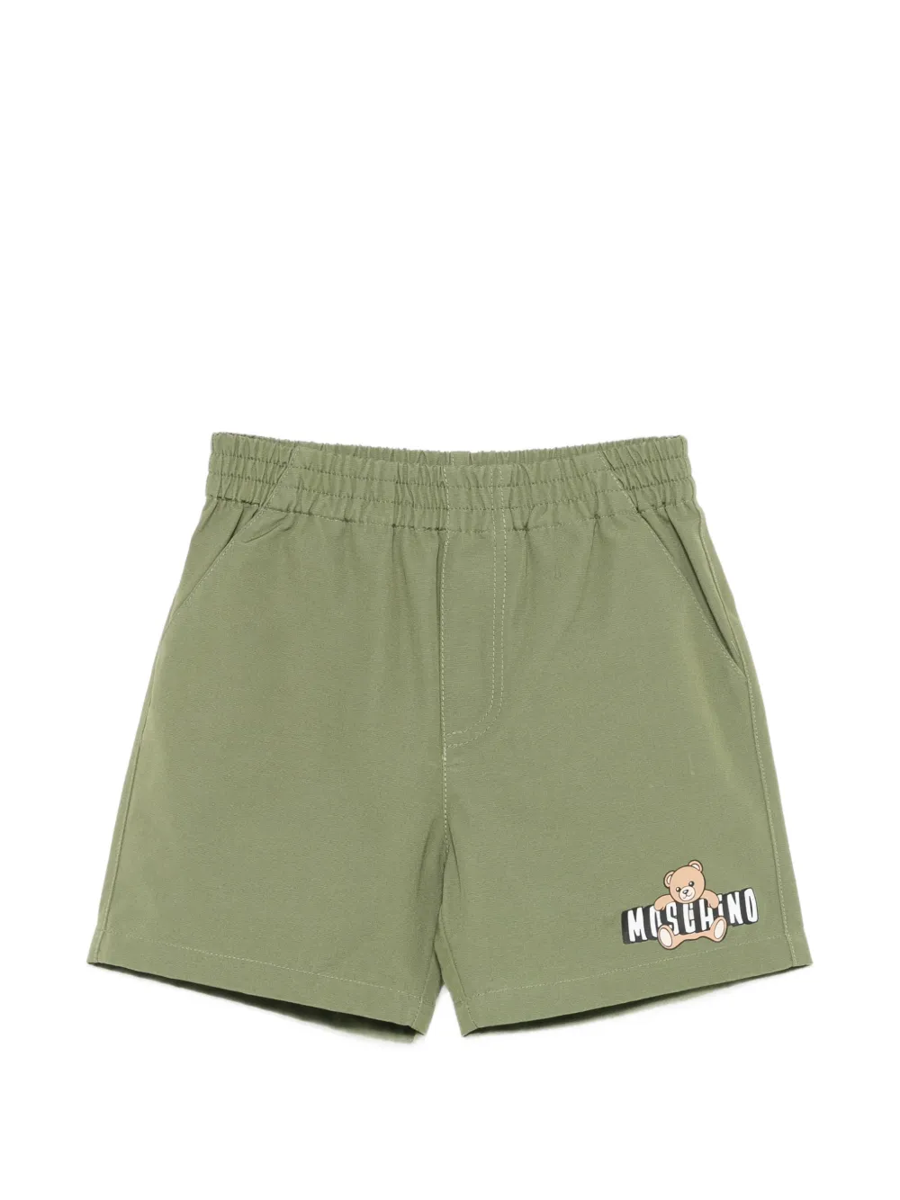 Moschino Kids Teddy Bear logo-print shorts - Verde
