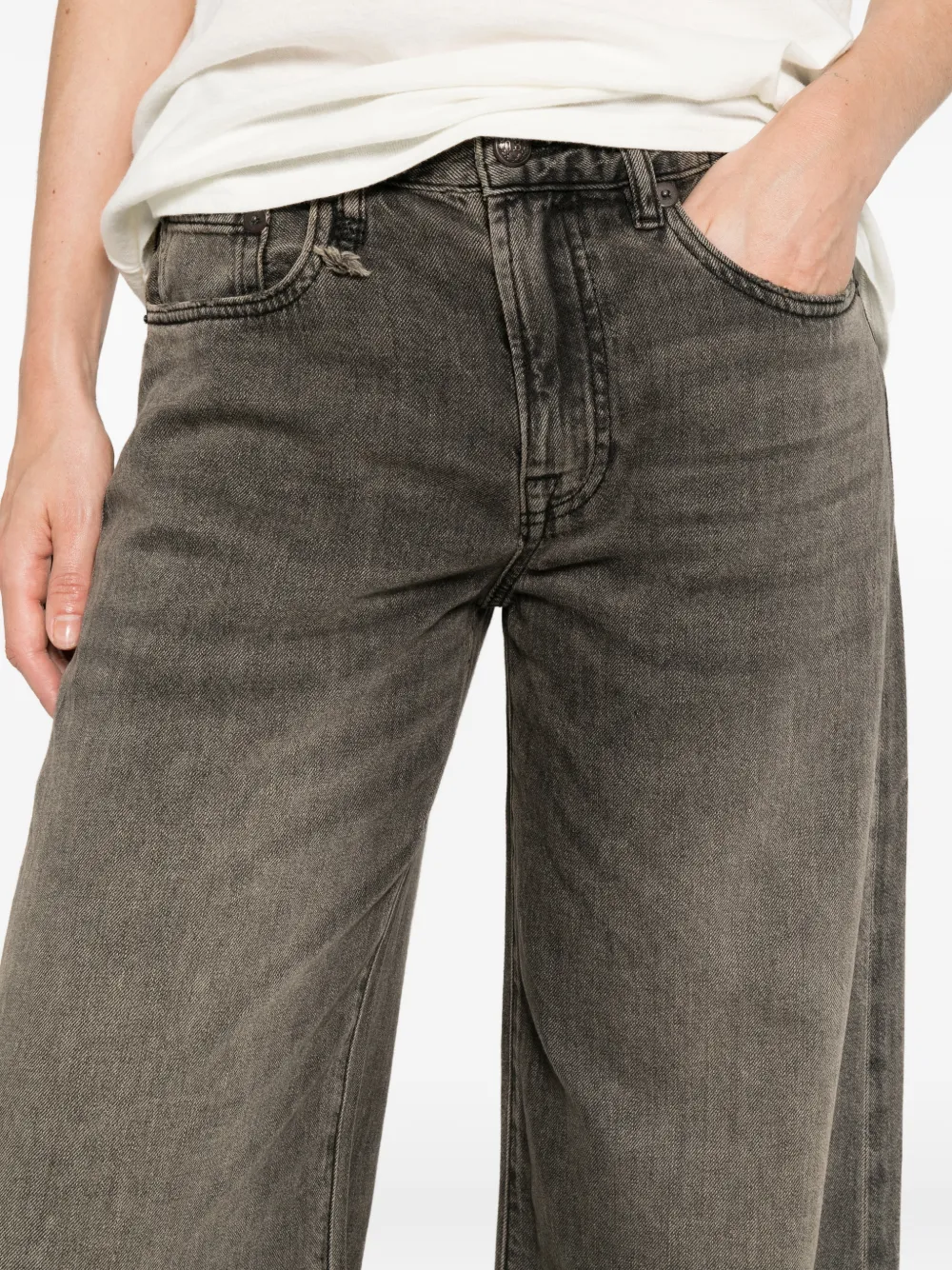 R13 Jeans met wijde pijpen Grijs