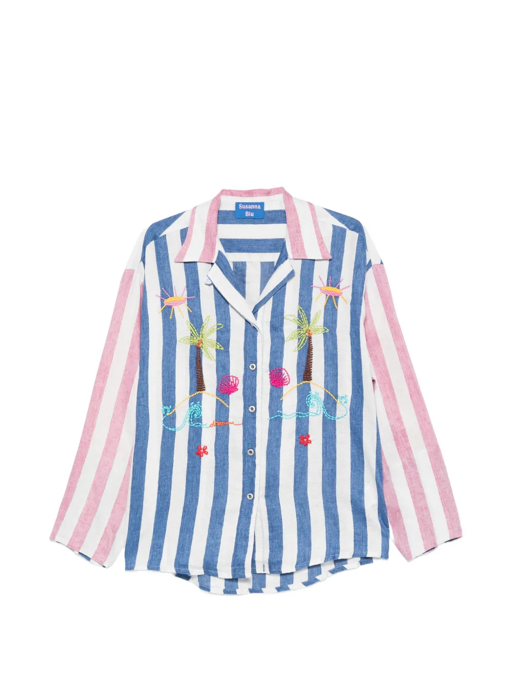 SUSANNA BLU striped embroidered shirt