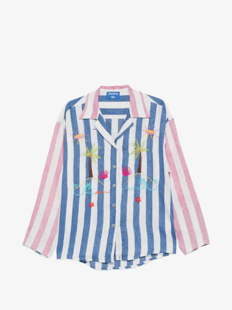 SUSANNA BLU camisa con rayas bordadas