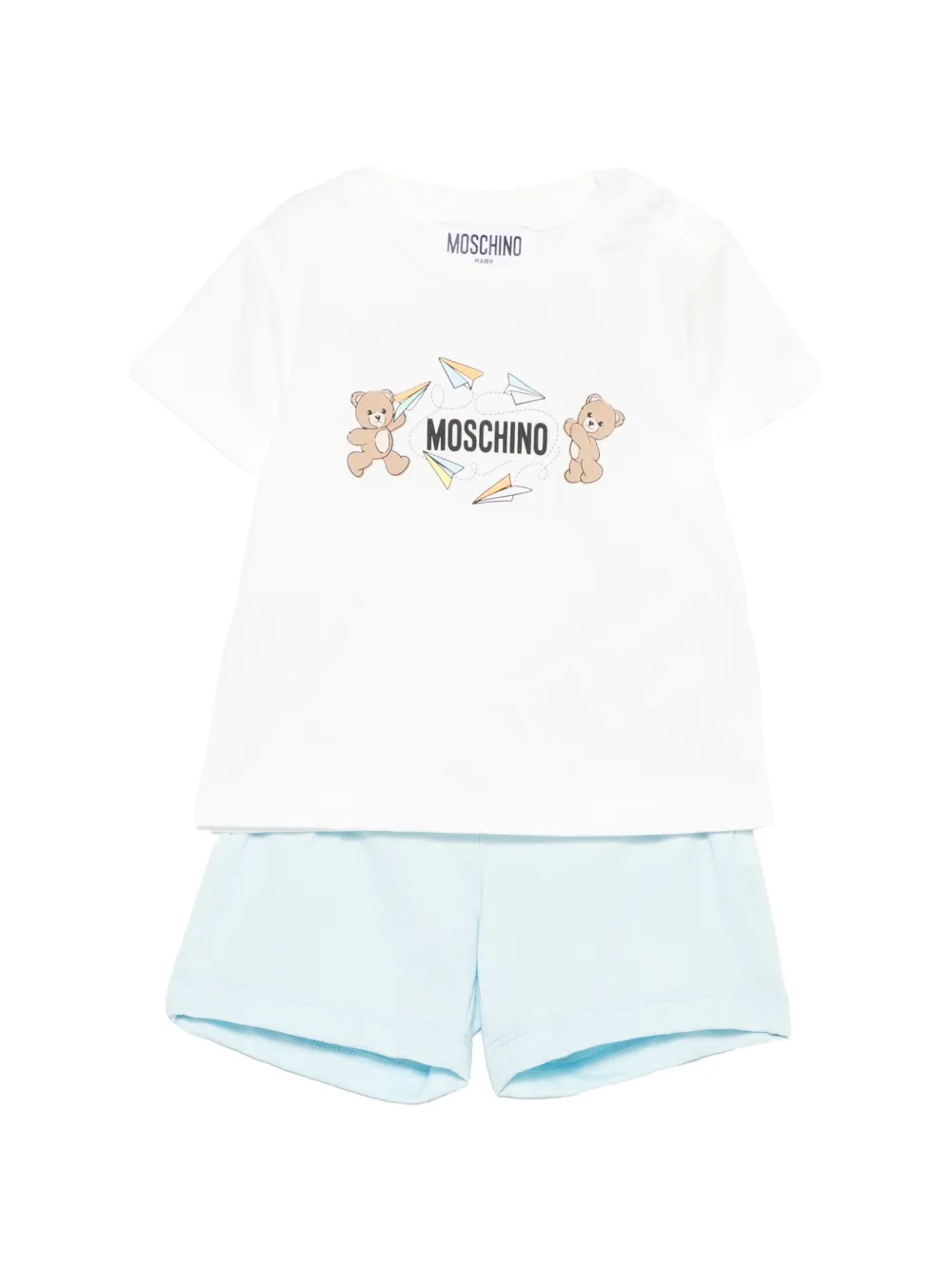 Moschino Kids Teddy Bear-print shorts set - Blu