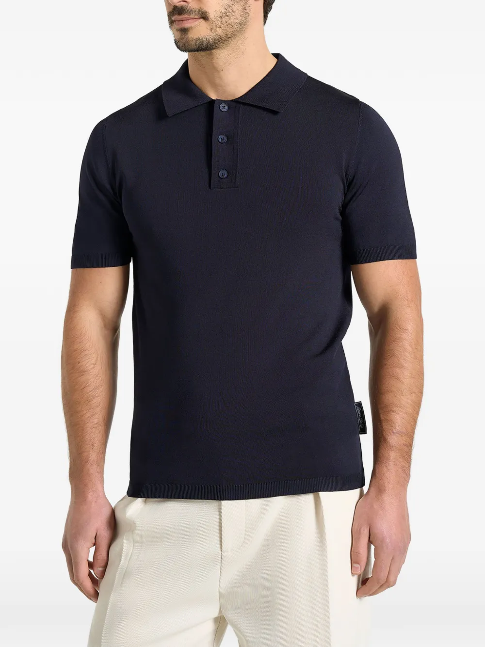 Manière De Voir Bryn ribbed polo shirt - Blau