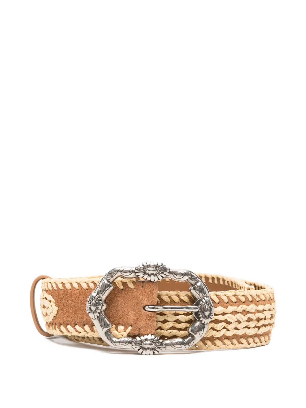 Ermanno Scervino flower buckle woven belt - Marrone