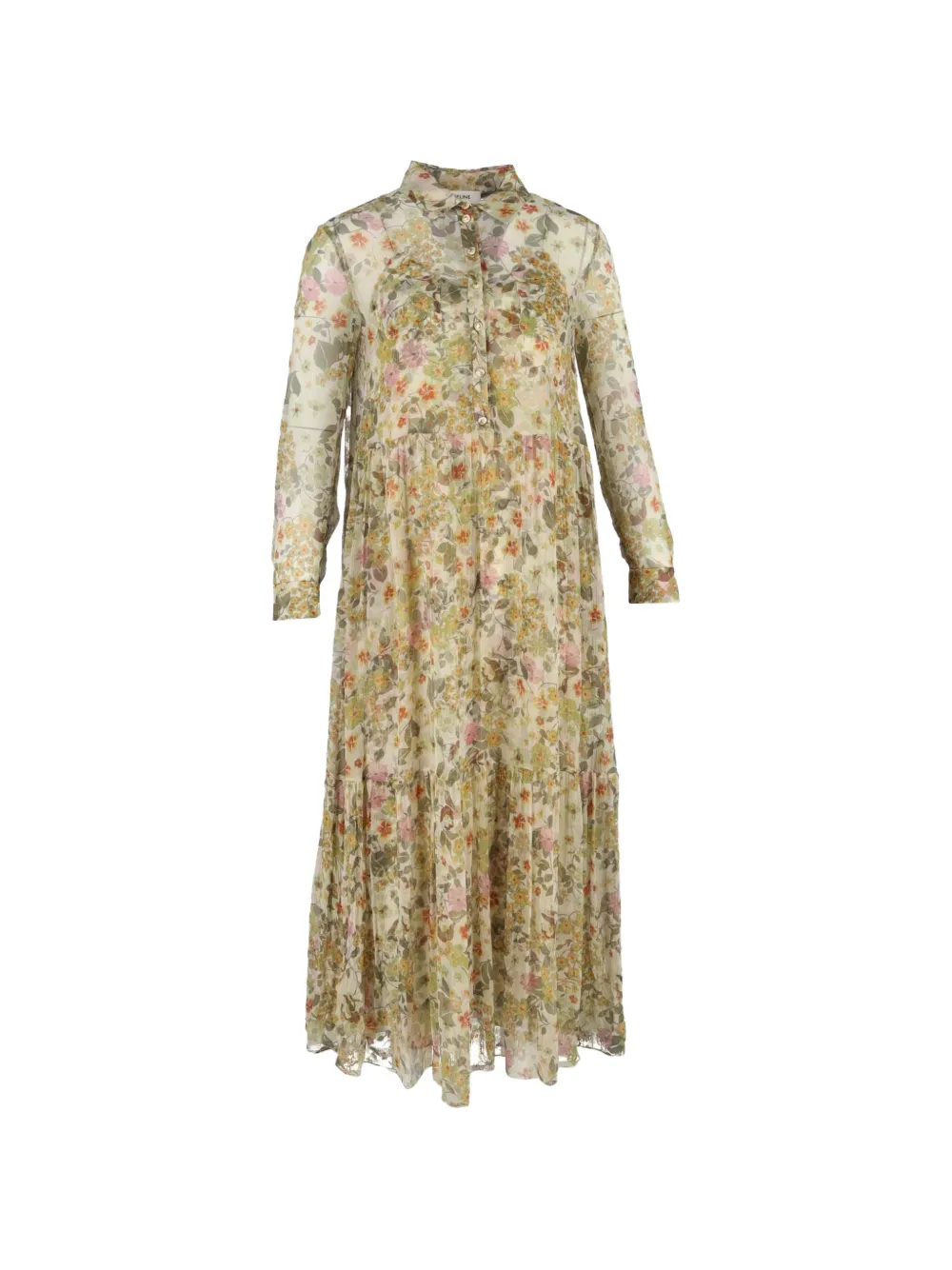 Celine Pre-Owned floral-print long-sleeved dress - Toni neutri