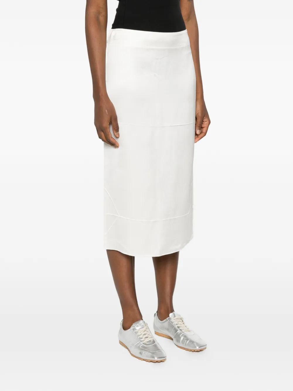  Nº21 Zip-fastening Midi Skirt - White 
