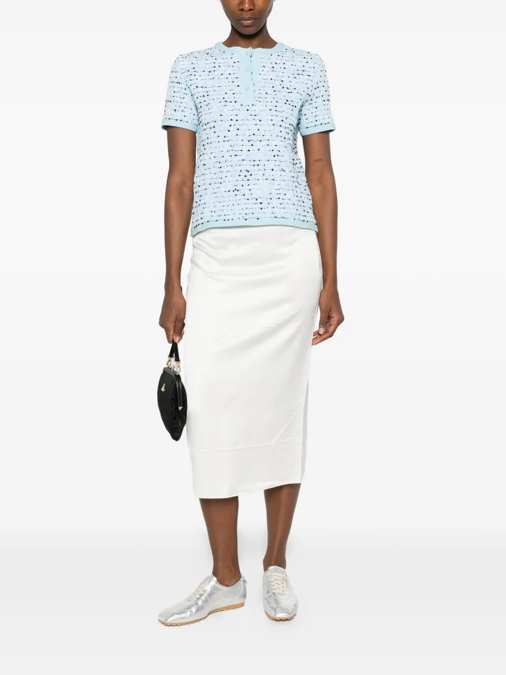  Nº21 Zip-fastening Midi Skirt - White 