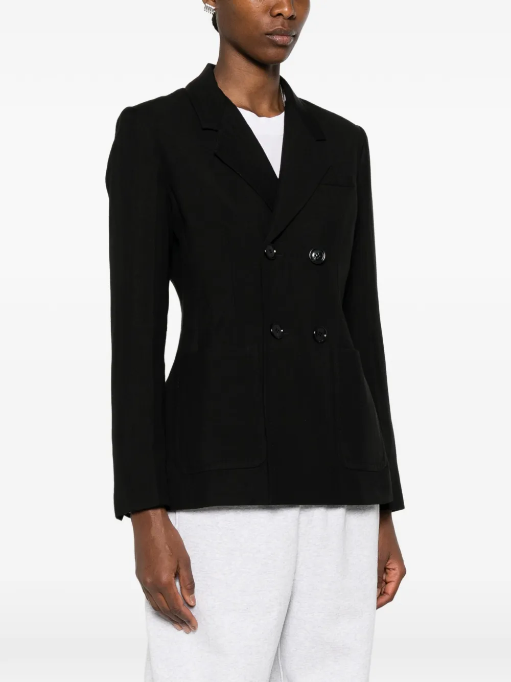 AMI Paris Blazer met dubbele rij knopen en zak Zwart