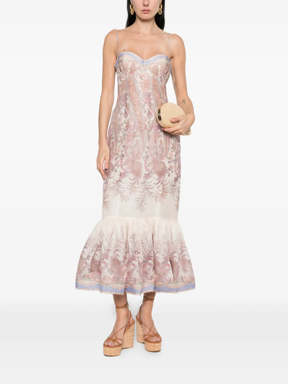 Zimmermann Paisley Midi Dress In Brown