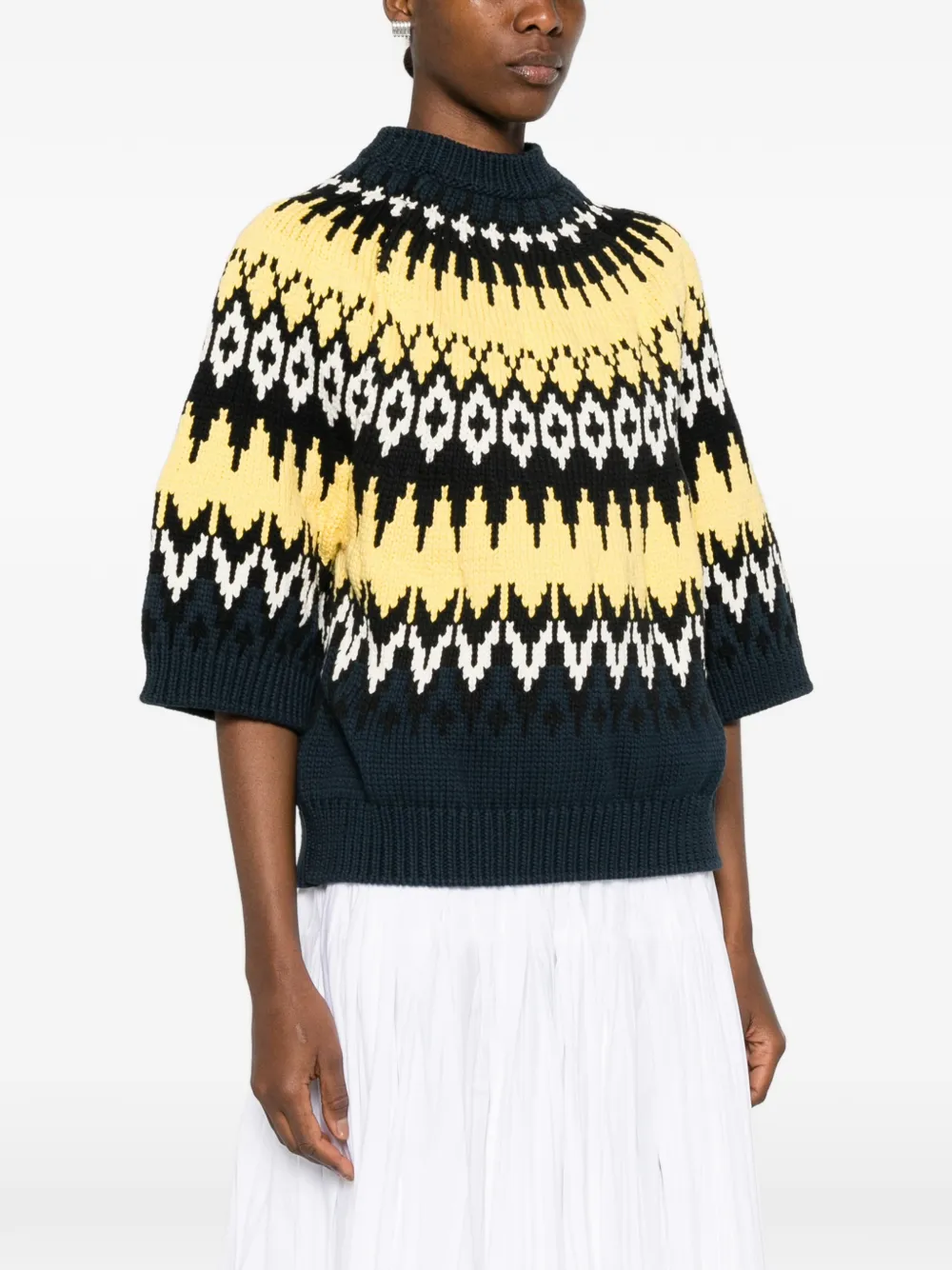  Nº21 Pull à Motif Géométrique - Bleu 