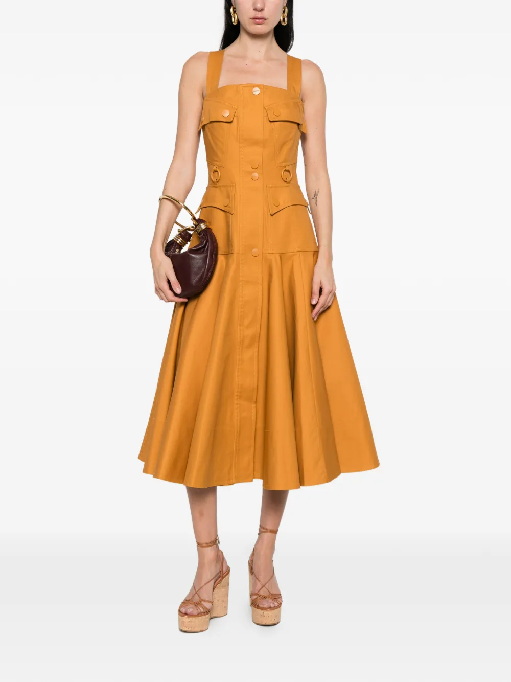 ZIMMERMANN Cargo midi-jurk met zak Oranje