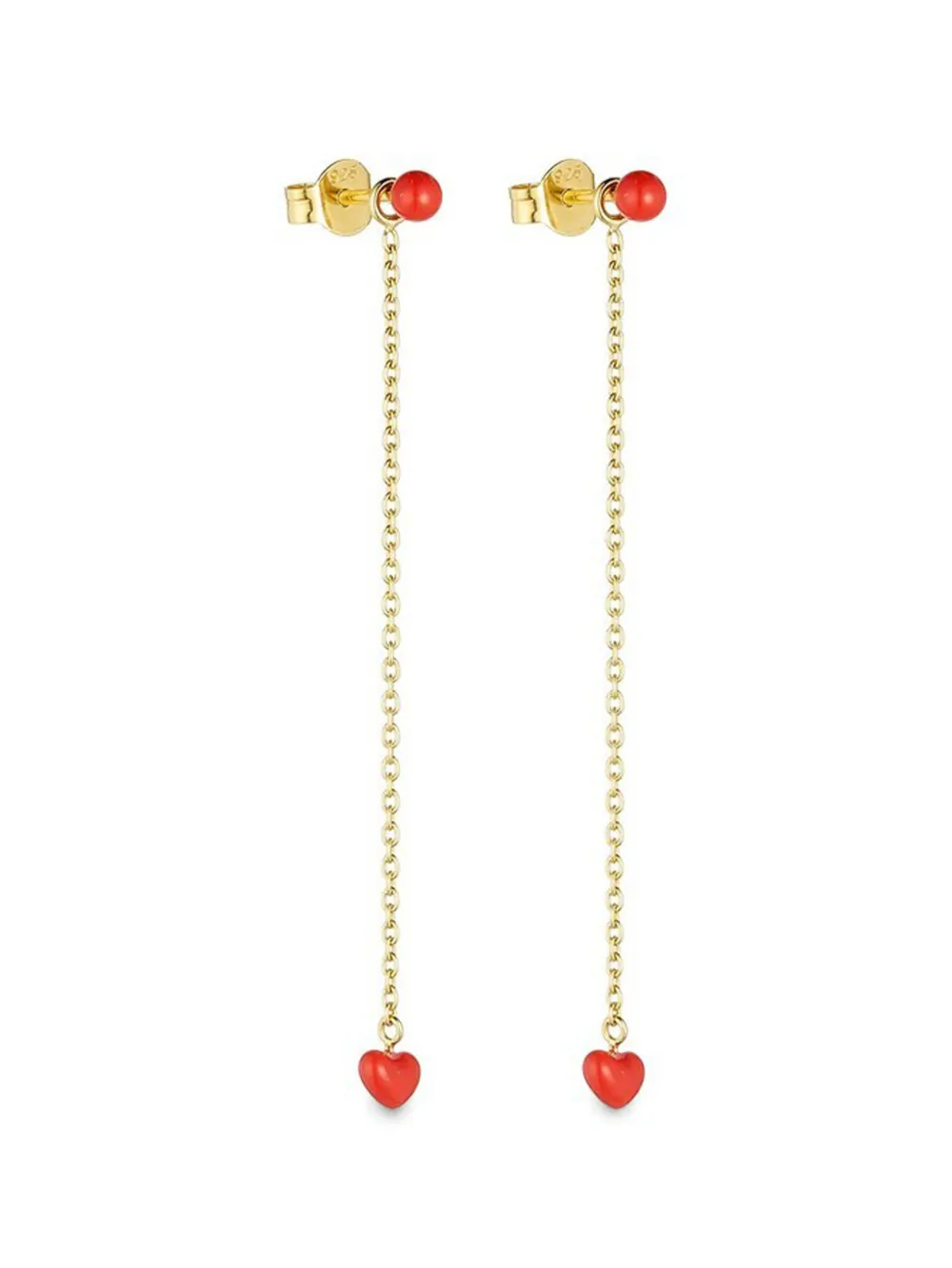 Design letters heart chain earrings - Oro