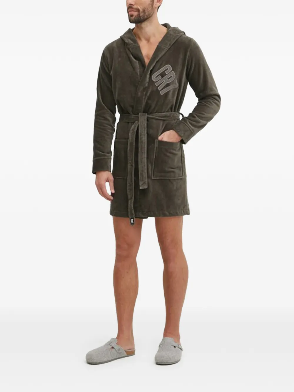 CR7 CRISTIANO RONALDO hooded belted robe - Verde