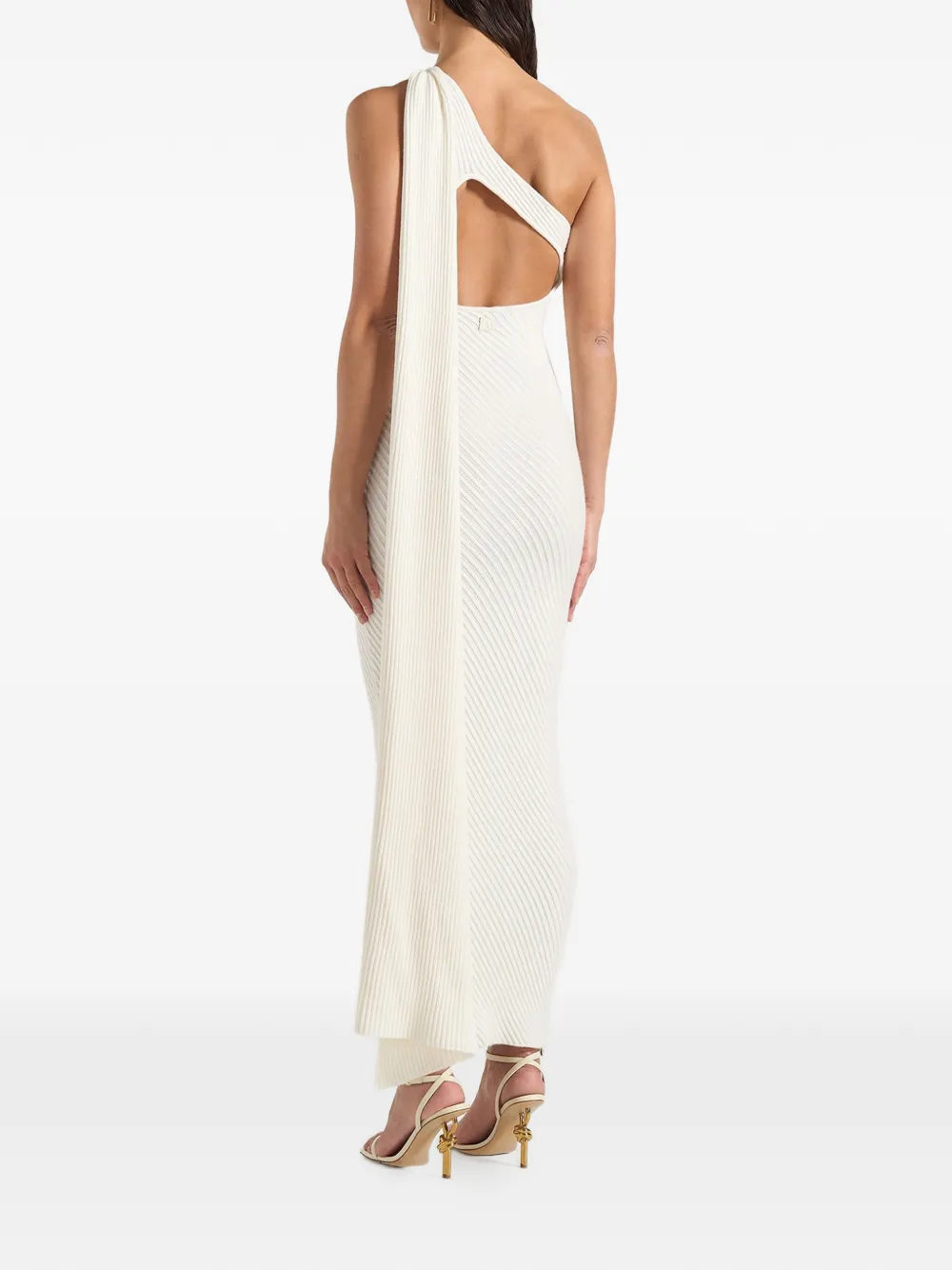 Manière De Voir Laya midi-jurk met sjaal Beige
