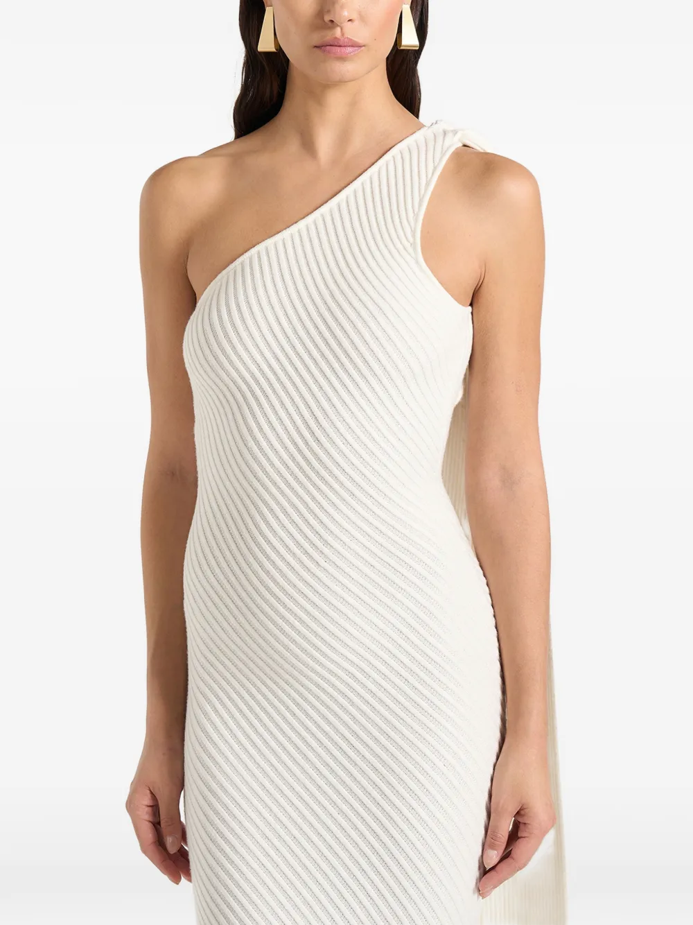 Manière De Voir Laya midi-jurk met sjaal Beige