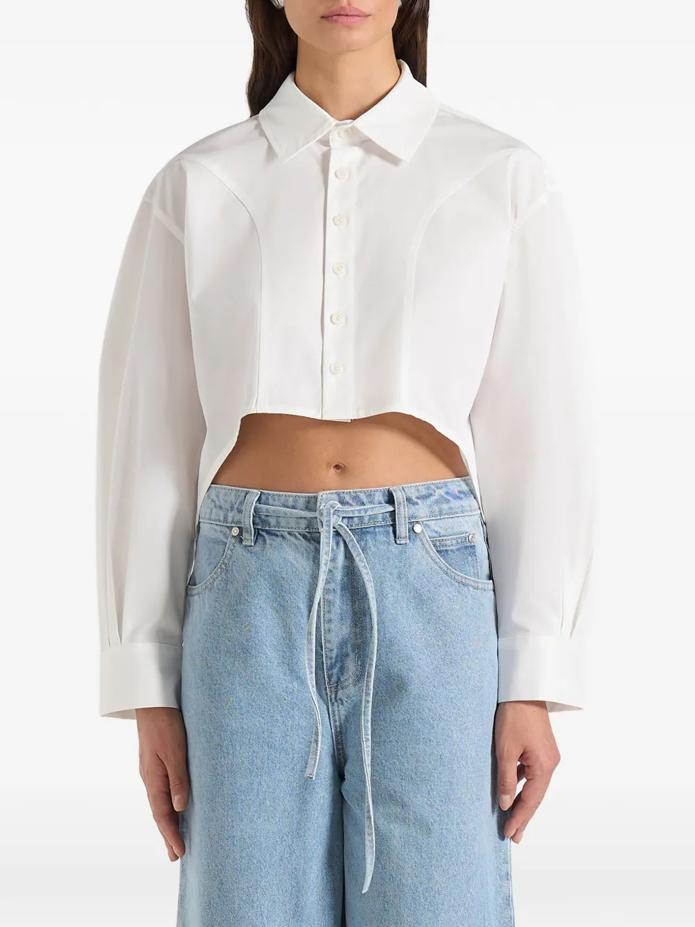 Manière De Voir Eleni balloon-sleeves cropped shirt - Bianco