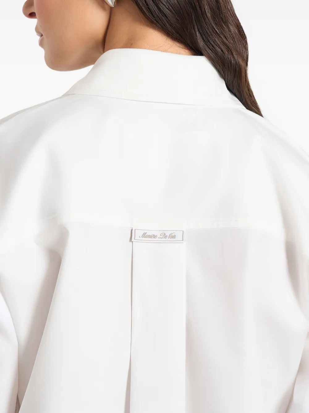 Manière De Voir Eleni cropped blouse met ballonmouwen Wit