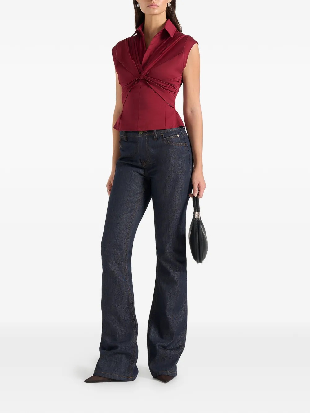 Manière De Voir Yvette Twist-seam Sleeveless Shirt - Red 