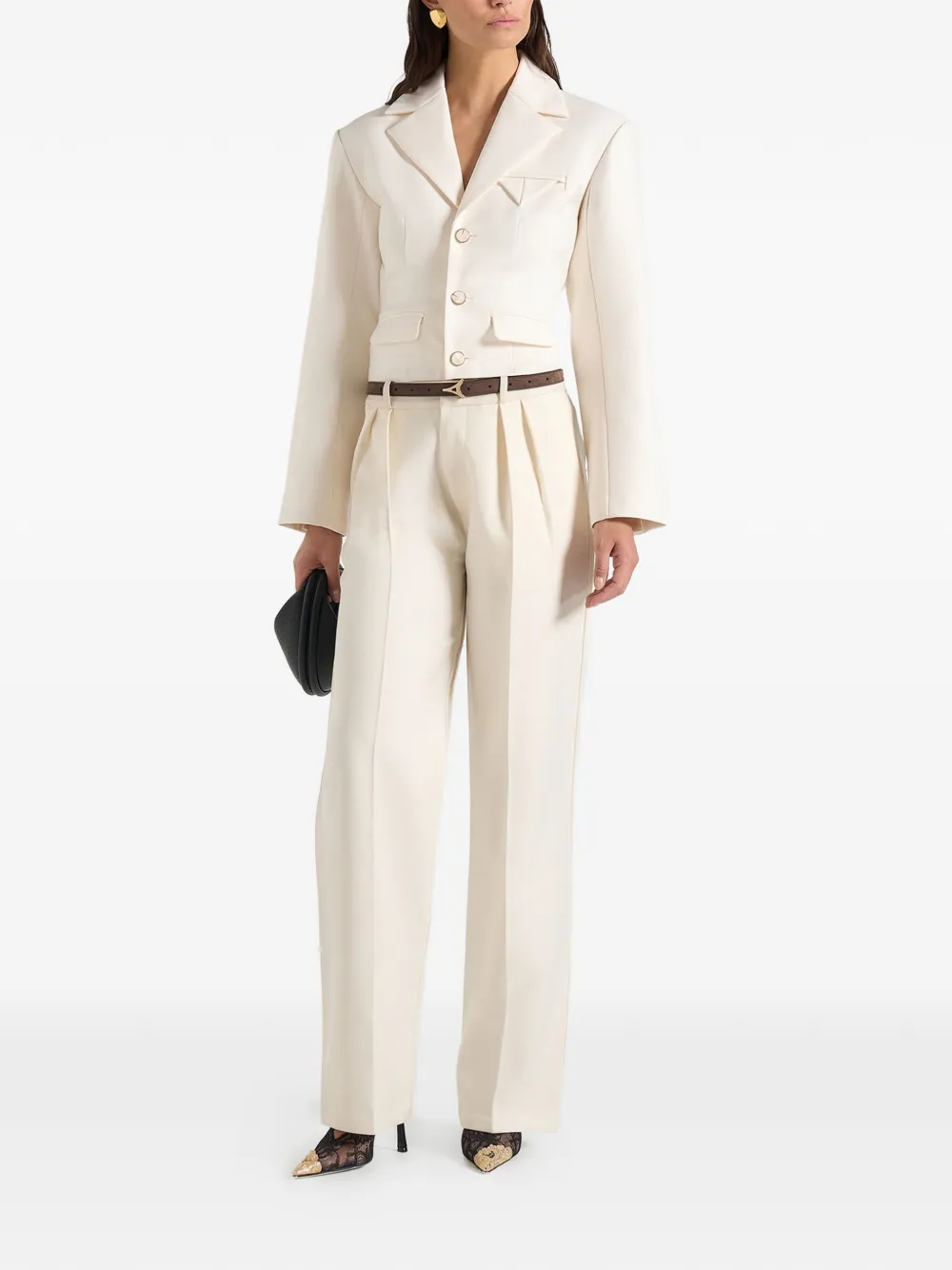  Manière De Voir Prisca Cropped Blazer - Neutrals 