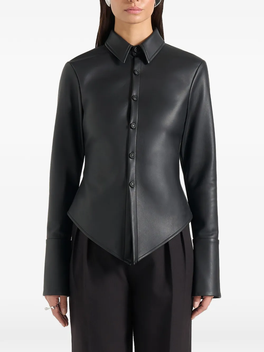 Manière De Voir Sonia leren blouse Zwart