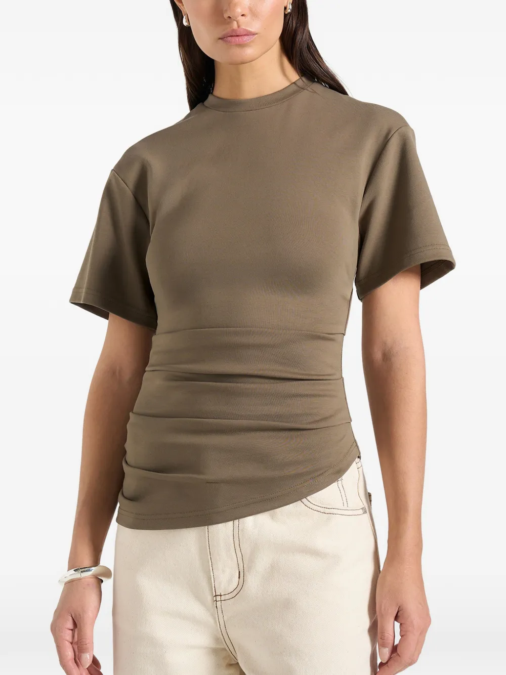 Manière De Voir Pauline ruched asymmetric T-shirt - Verde
