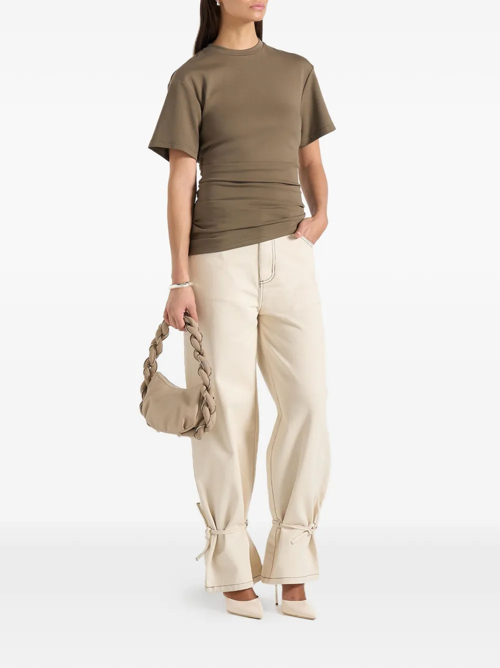  Manière De Voir Pauline Ruched Asymmetric T-shirt - Green 