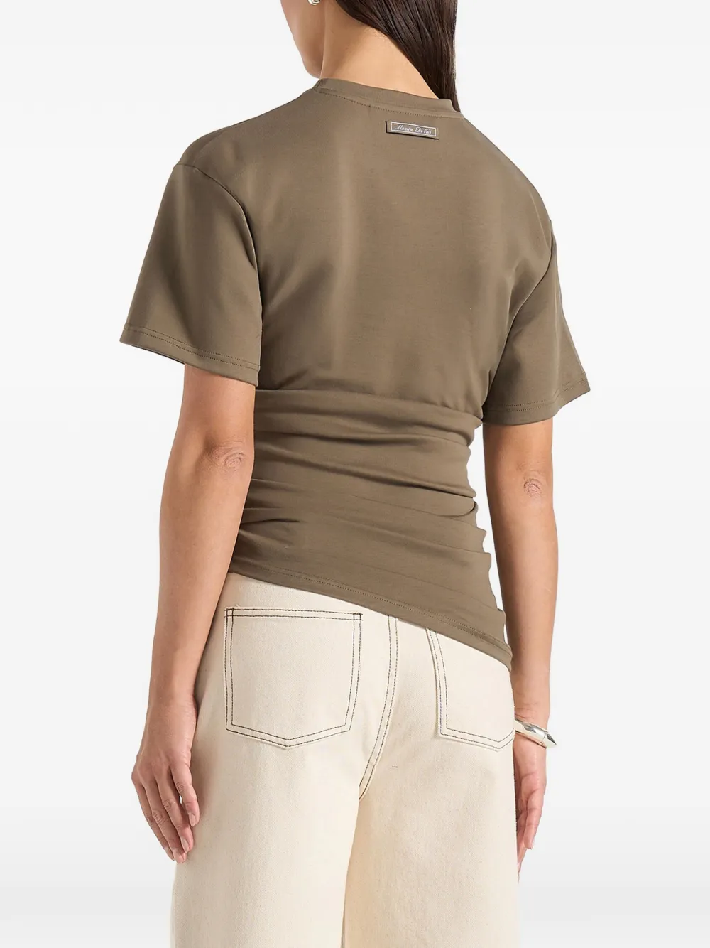  Manière De Voir Pauline Ruched Asymmetric T-shirt - Green 