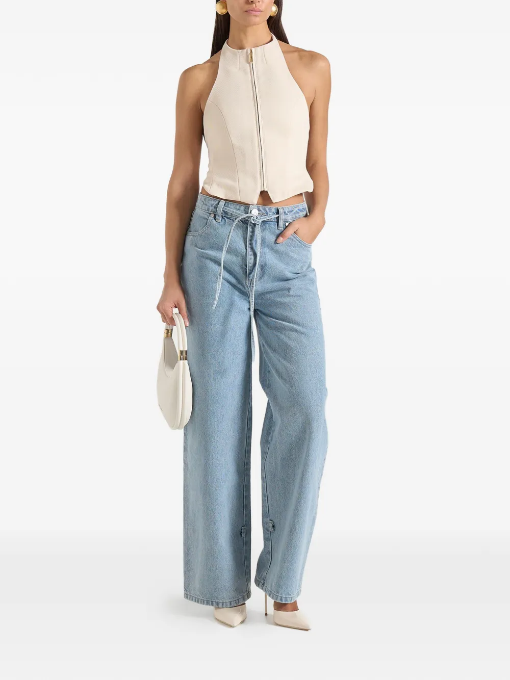  Manière De Voir Claudette Halter Backless Top - Neutrals 
