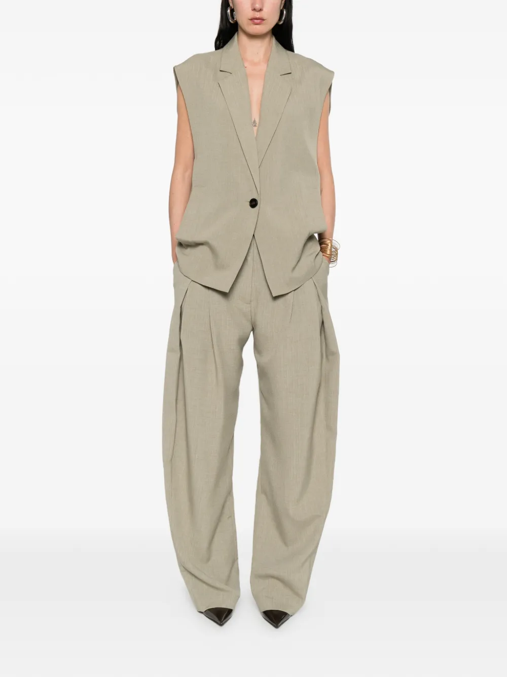  Iro Button Sleeveless Vest - Green 