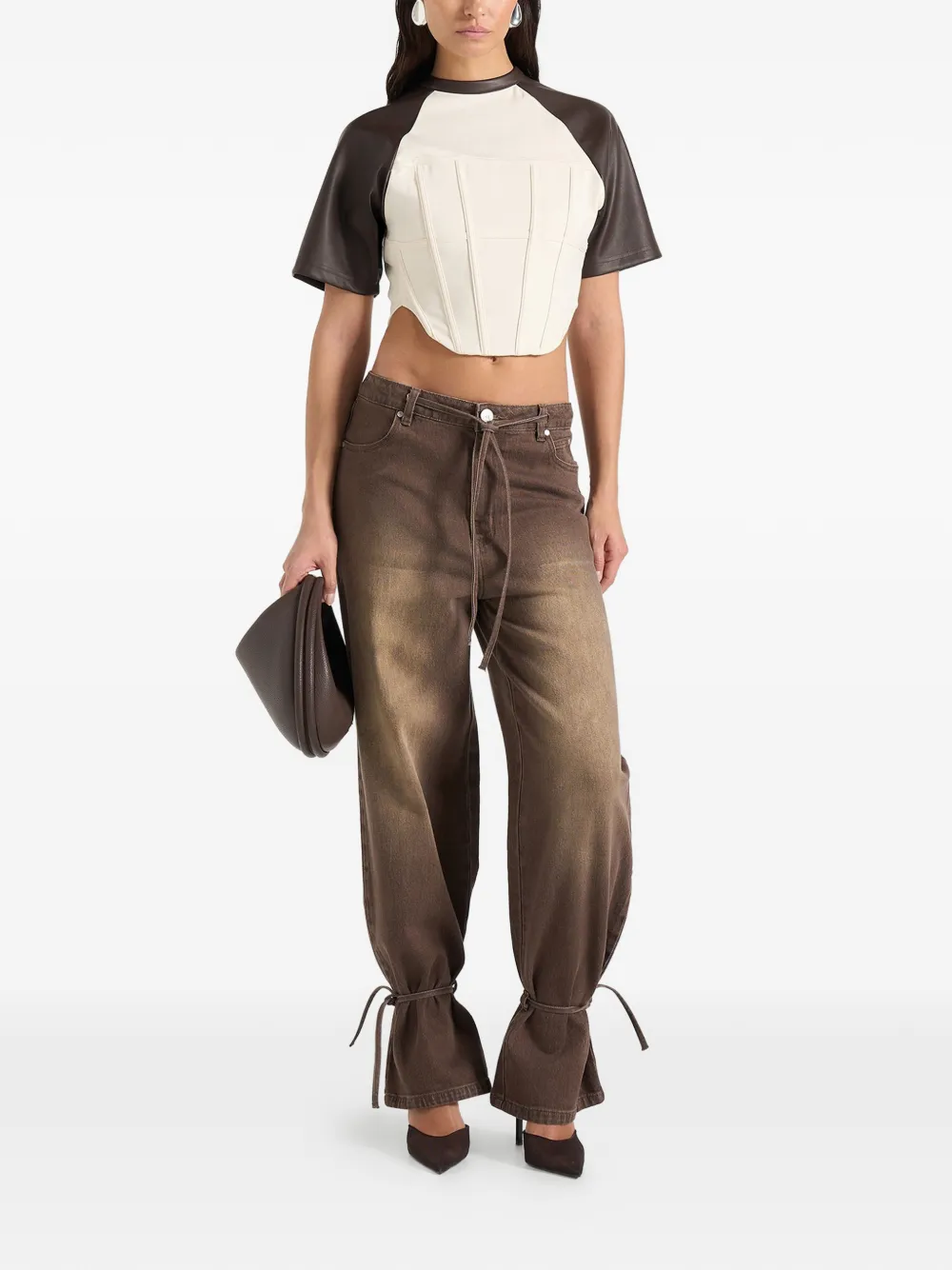  Manière De Voir Faye Tie-waist Jeans - Brown 