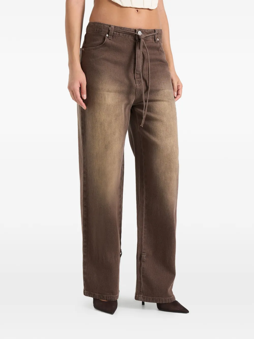  Manière De Voir Faye Tie-waist Jeans - Brown 