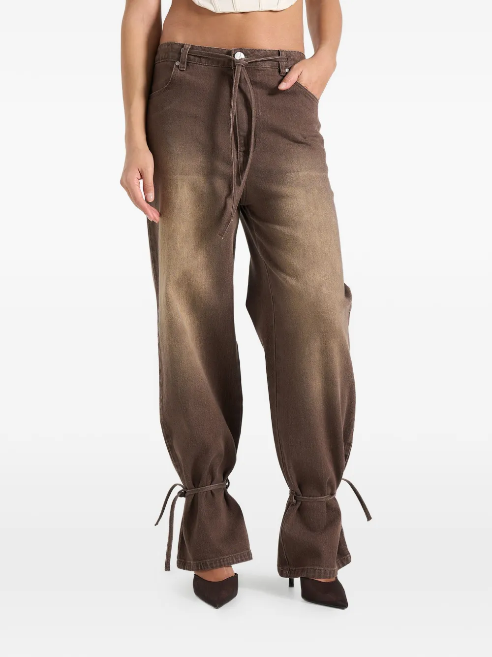 Manière De Voir Faye jeans met gestrikte taille Bruin