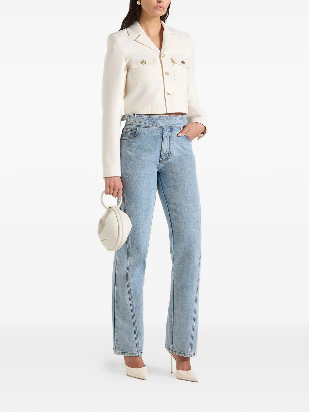  Manière De Voir Daphina Buttoned Cropped Jacket - Neutrals 