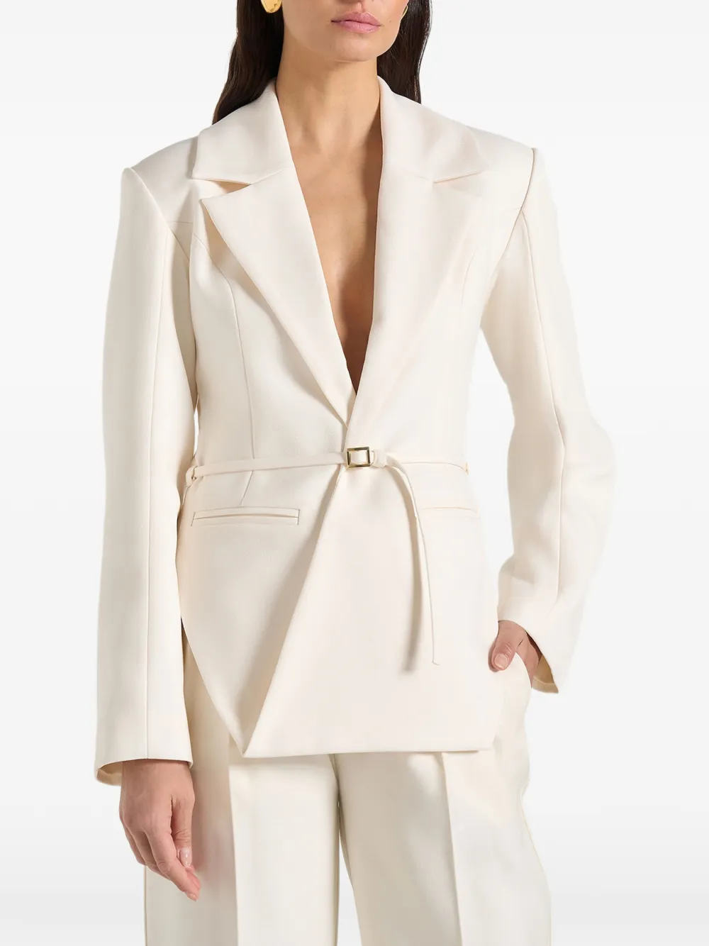 Manière De Voir Yuna in off-white blazer met riem Beige