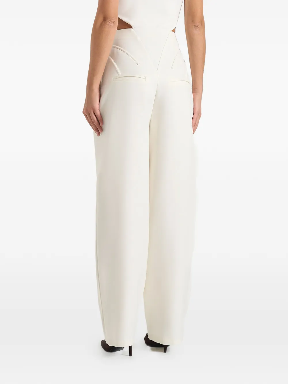Manière De Voir Rena high-waist broek met korset-taille Beige