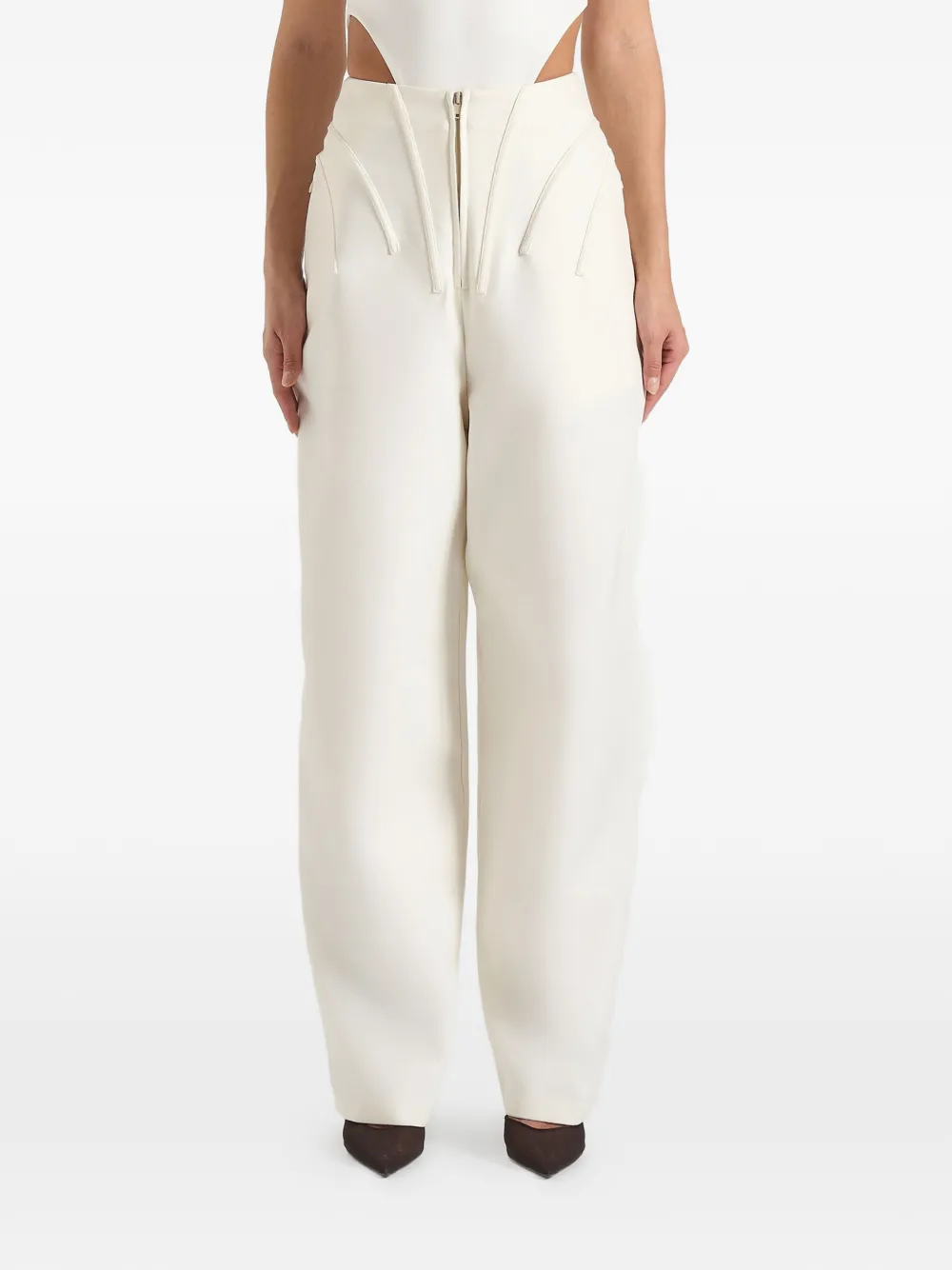 Manière De Voir Rena corset-zip palazzo pants - Neutrals