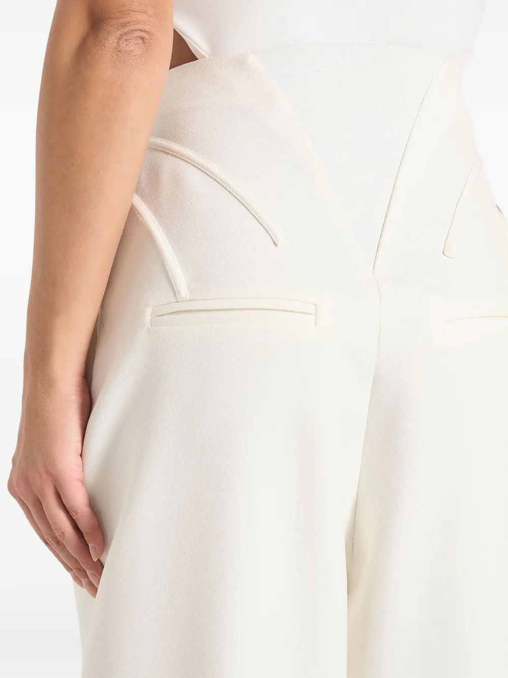 Manière De Voir Rena high-waist broek met korset-taille Beige