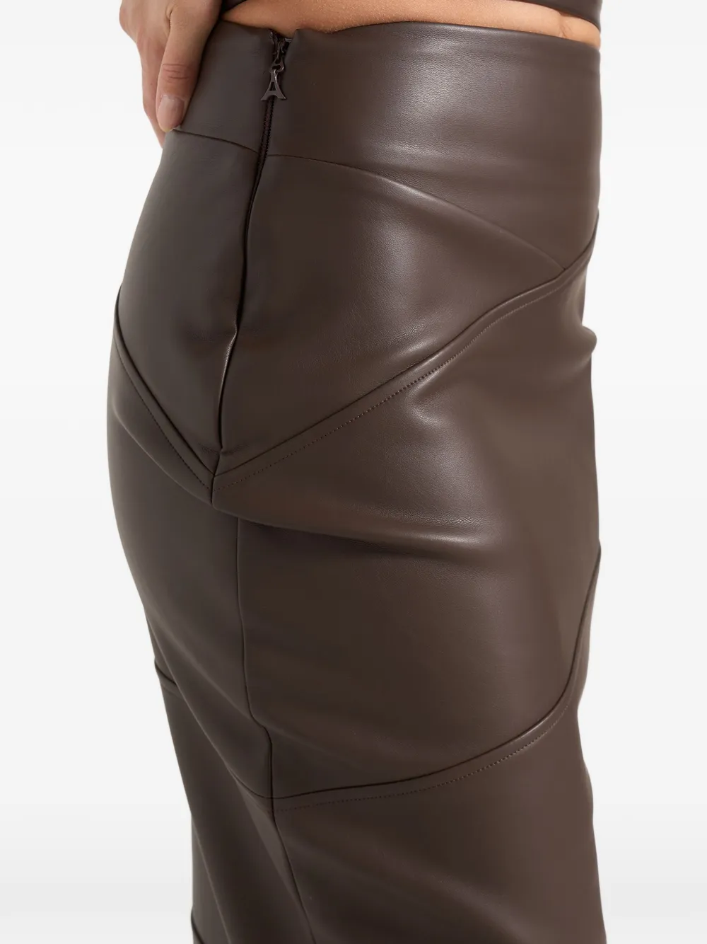 Manière De Voir Daisy leren midaxi-rok Bruin