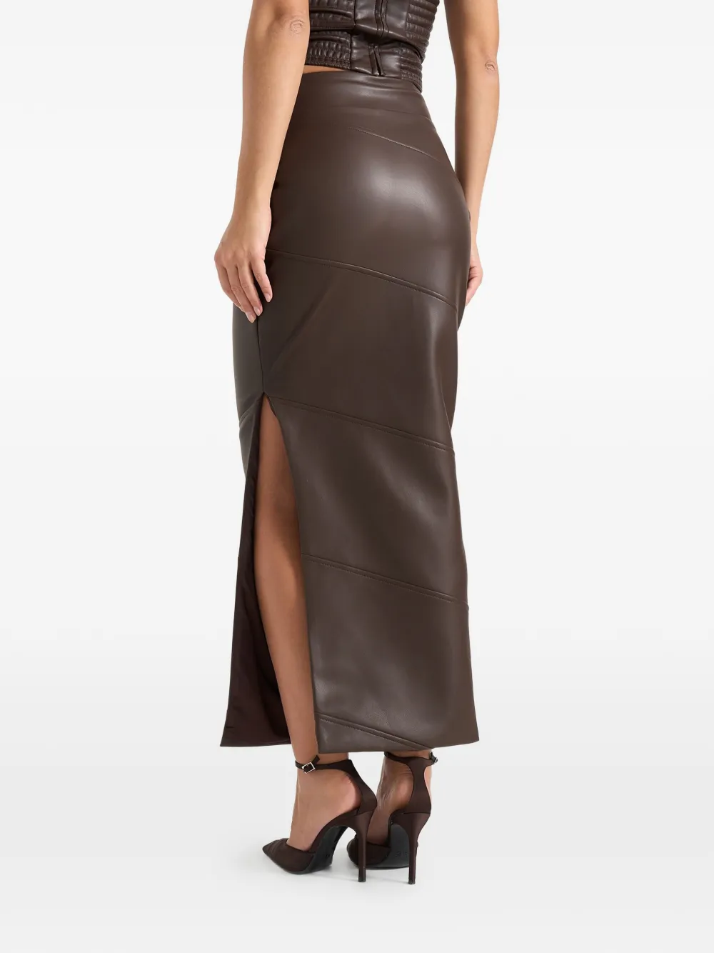 Manière De Voir Daisy leren midaxi-rok Bruin