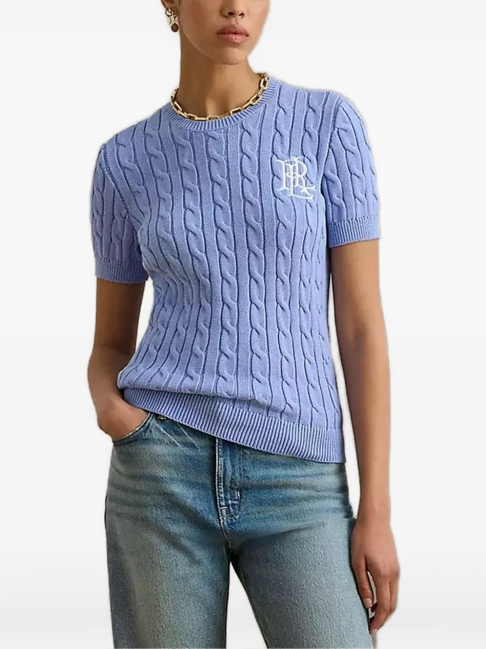 Lauren Ralph Lauren cable-knit intarsia T-shirt - Blu