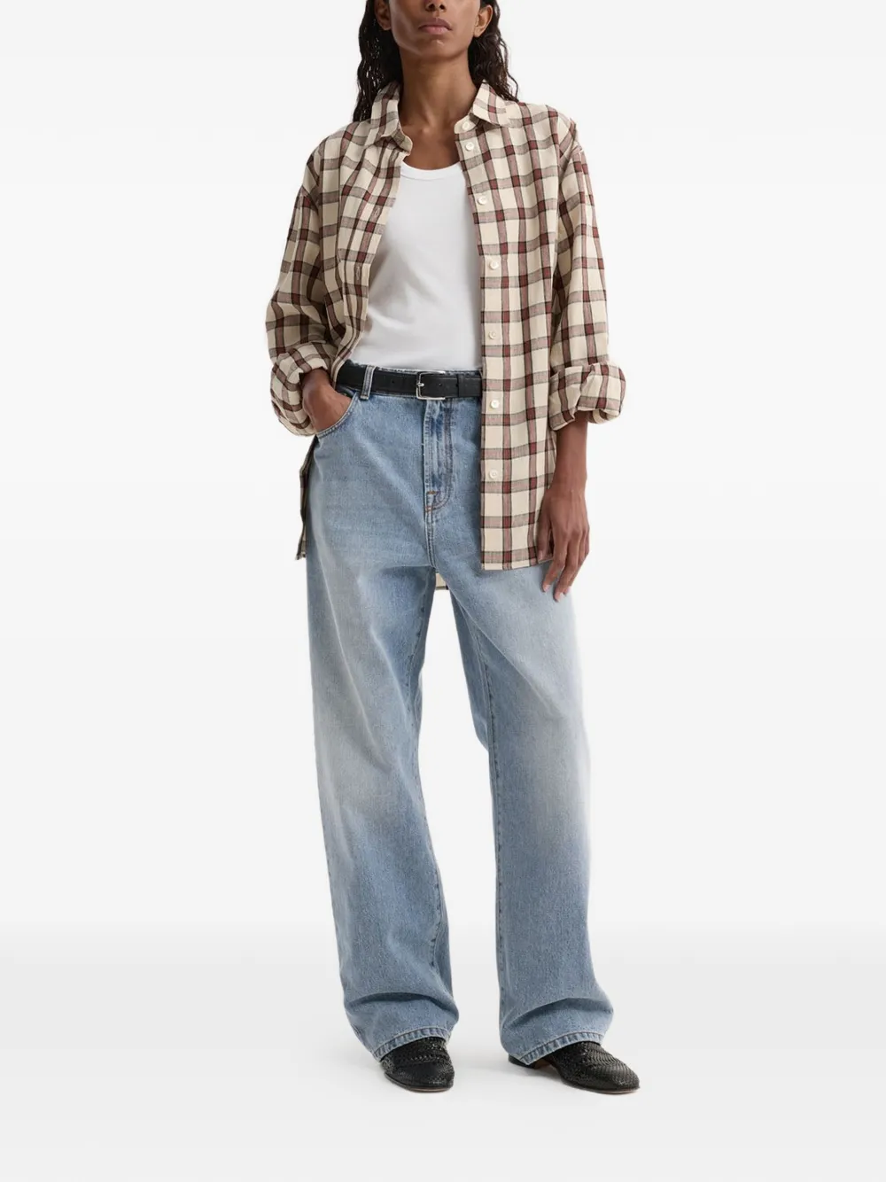  Róhe Oversized Checked Shirt - Neutrals 